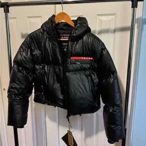 Prada Linea Rossa cropped puffer jacket